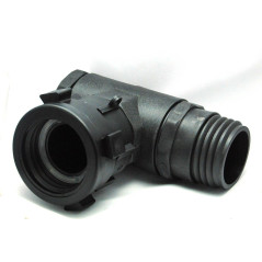 Female S60x6 rotating nut with 90-degree elbow and male output S60x6