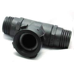 Female S60x6 rotating nut connection with Te and double output male S60x6