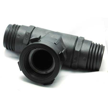 Female S60x6 rotating nut connection with Te and double output male S60x6
