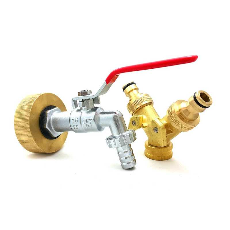 Raccord femelle S60x6 laiton - robinet laiton chromé 3/4 pouce avec raccord double sortie laiton