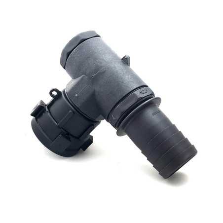 Female S60x6 rotating nut with 90-degree elbow and 50mm fluted male output