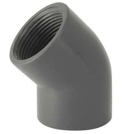 Codo 45 ° hembra / PVC rosca hembra