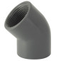 45° PVC-U screw-in elbow PN16: The threaded female-to-female connection