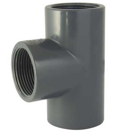 Equal tee 90 ° female / female / female to screw in PVC
