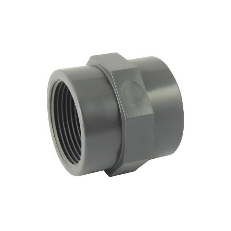 Female-Female PVC-U screw-in sleeve PN16: Straight tapped fitting