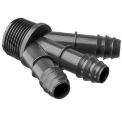 Schlauchtülle Y 3WAY Ø16mm - 3/4 Zoll-Stecker auf Micro Bewässerung