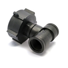 Raccord S60x6 en polypropylène - double sortie femelle 1'' BSP pour IBC 1000 litres