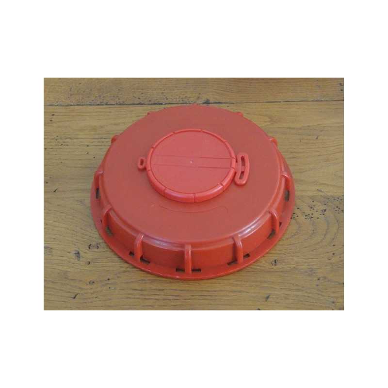 Couvercle 15cm pour cuve 1000L avec ouverture centrale, couleur rouge Couvercle 15cm pour cuve 1000L avec ouverture centrale, couleur rouge
