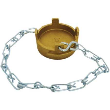 Bouchon symétrique Guillemin plat type irrigation cadenassable avec chaînette en alliages cuivreux
