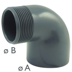 Mixed screw and sticky 90-degree elbow for female/male PVC