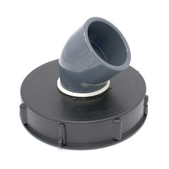 Couvercle 15cm avec coude PVC 90° pour cuve IBC 1000 litres