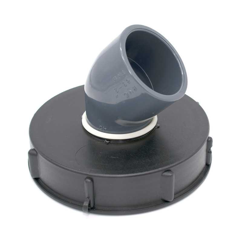 Tapa de 15cm con codo de PVC de 45 grados para IBC 1000 litros Tapa de 15cm con codo de PVC de 45 grados para IBC 1000 litros
