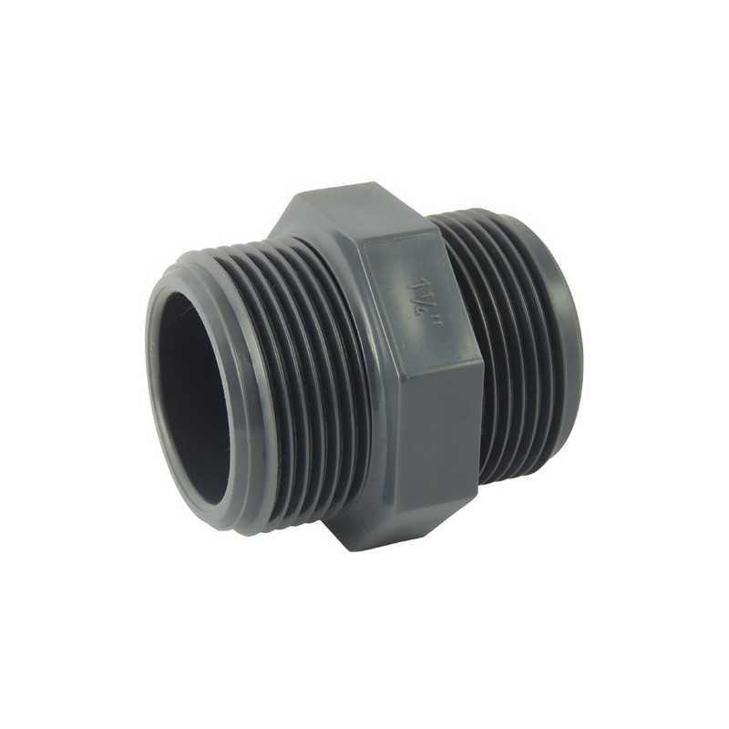 Mamelon Mâle-Mâle PVC-U à visser PN16 : Jonction double filetée