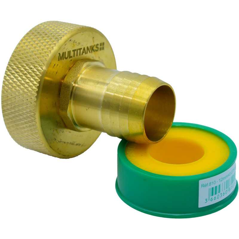 Raccord femelle S60x6 - embout cannelé 30mm en laiton