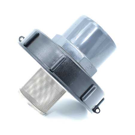 Tapa de 15cm para tanque de 1000L con entrada de PVC 75/90 y filtro de 2 pulgadas