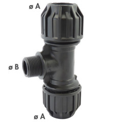 90° PE Compression Tee with BSP Male Bypass | PN16