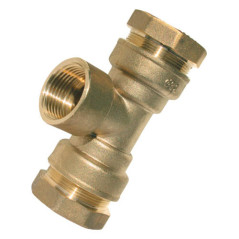 Compression Tee with Central Brass Female Thread