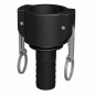 Female camlock connection - straight fluted male in polypropylene