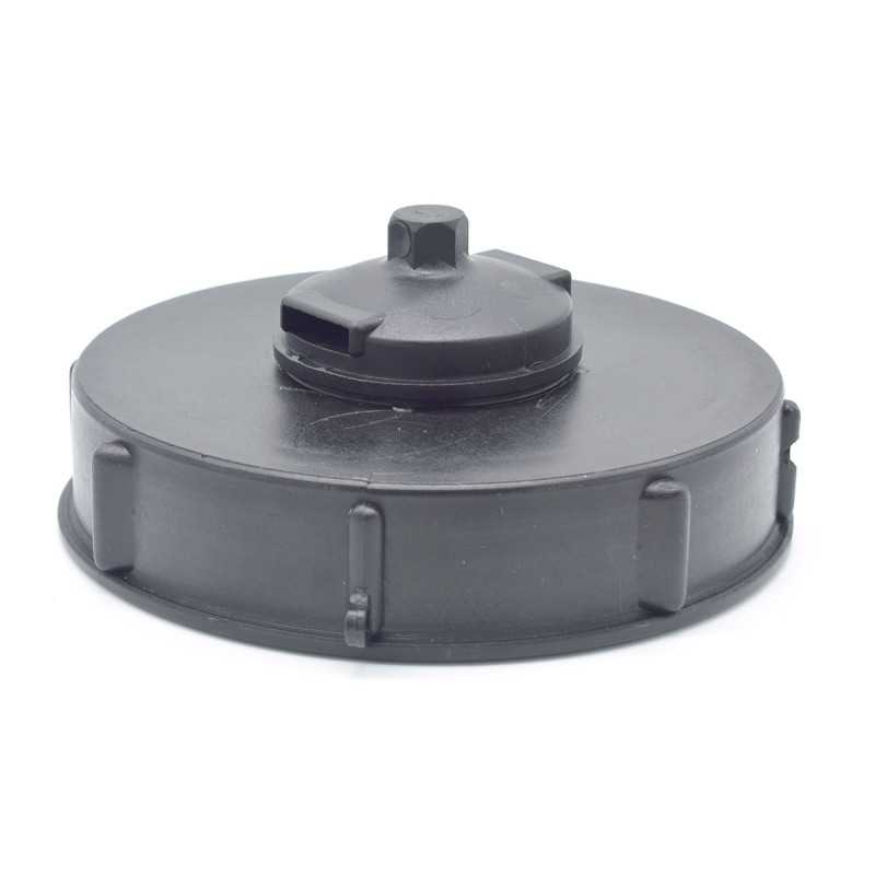 150 mm IBC Abdeckung mit abnehmbarem Lüftungsschacht | 2'' Eröffnung | Schwarz
