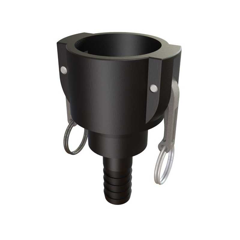 2'' hembra Camlock Connection - macho acanalado recto con tuerca giratoria de polipropileno