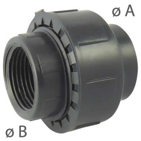 Unión mixta PVC-U de 3 piezas PN16: Pegado y atornillado