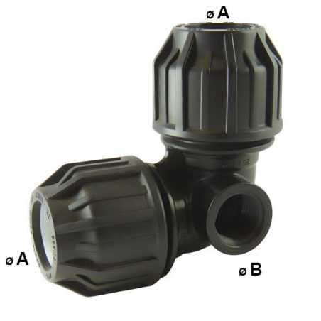 90° Compression Elbow for Sprinkler | BSP Female | Tube PE