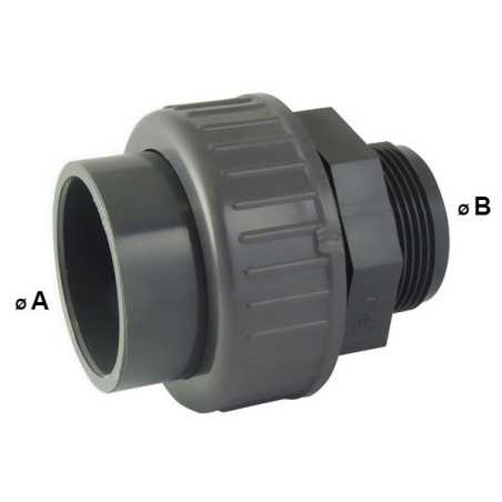 Union Conexión de PVC hembra/macho de 3 piezas