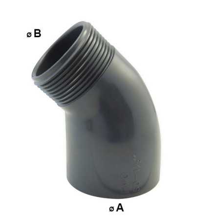 Mixed elbow to screw and stick 45 female / male PVC