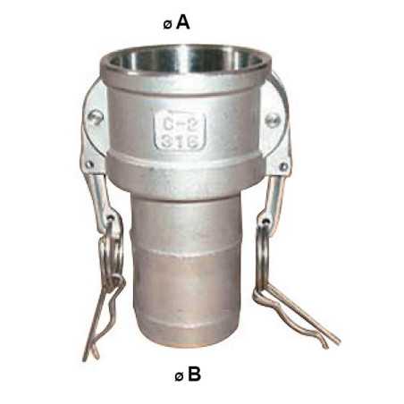 Female Camlock connection - stainless steel fluted tip - Type C