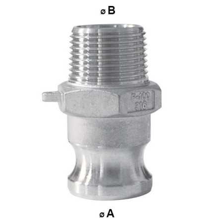Male camlock connection - aluminum male threaded tip - Type F