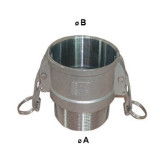 Conexión Camlock hembra - punta roscada macho de acero inoxidable - Tipo B