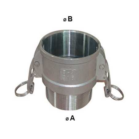 Female Camlock Connection - stainless steel male threaded tip - Type B