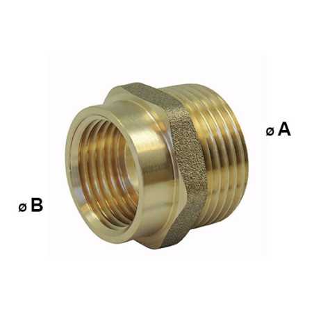 Female male reduced nipple in brass