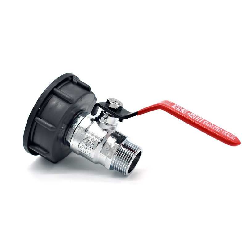 Raccord S60x6 avec robinet en laiton à boisseau sphérique sortie filetée 3/4'' BSP 20x27