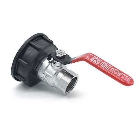 Raccord S60x6 avec robinet en laiton à boisseau sphérique sortie cannelée 19mm