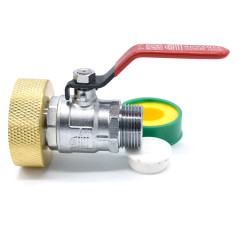 Raccord S60x6 avec robinet en laiton à boisseau sphérique sortie filtée 3/4'' BSP 20x27
