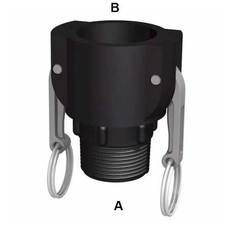 Female camlock connection - BSP polypropylene male threaded
