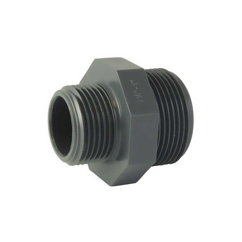 Reduced Male-Male PVC-U Screw-On Nipple PN16: Threaded Adapter