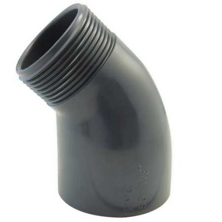 Coude mixte à visser et à coller 45° femelle / male en PVC