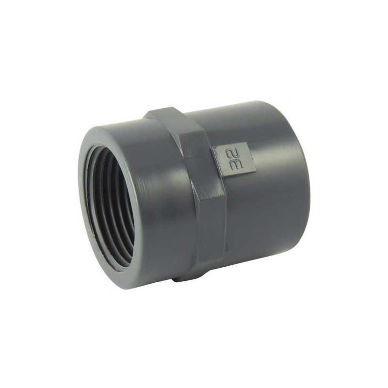 Manguito de PVC hembra/hembra para atornillar y pegar