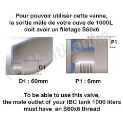 Vanne à cames à boisseau sphérique écrou flottant S60x6 