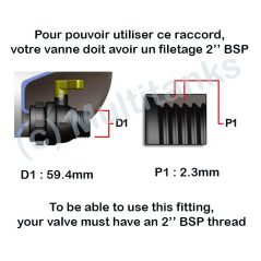 Female Connection 2'' BSP - male 1''1/4 BSP