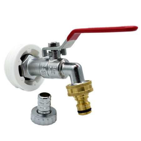 Raccord S56x4 male avec robinet laiton sortie raccord rapide