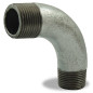 High-ray curve at 90 degrees male male, galvanized, malleable cast iron