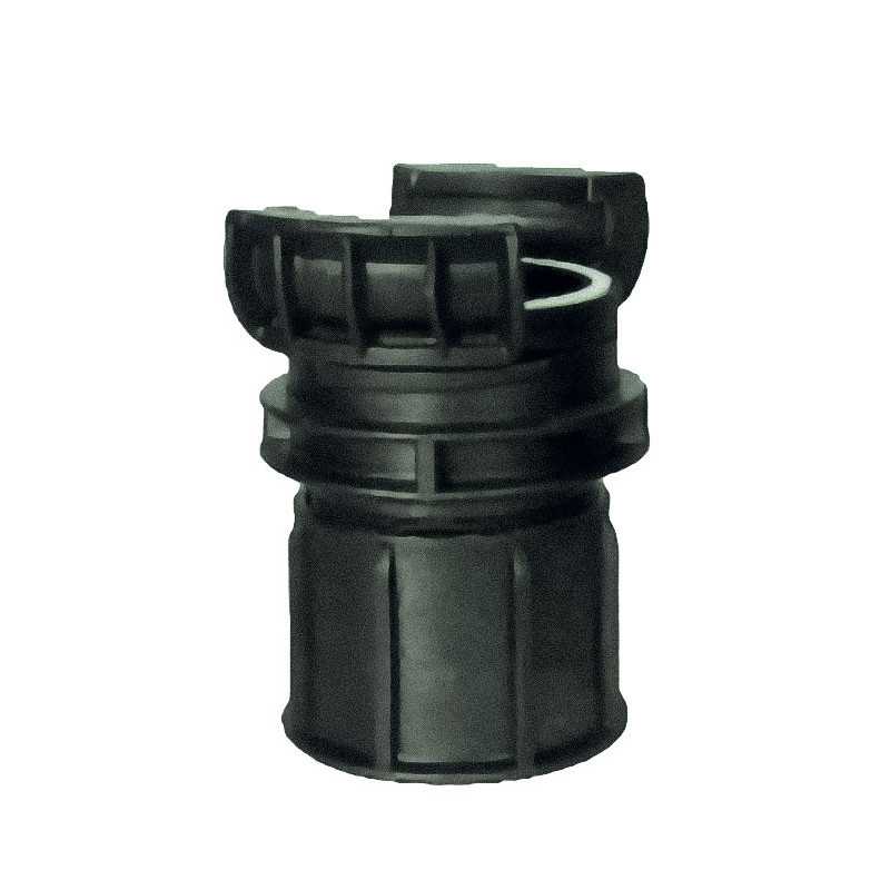 Half symmetrical fitting Guillemin, fireman, with female threaded socket lock in polypropylene