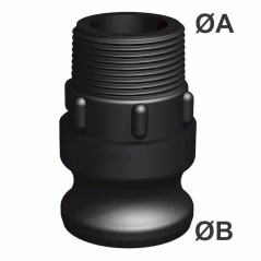 Camlock macho - BSP polipropileno macho roscado