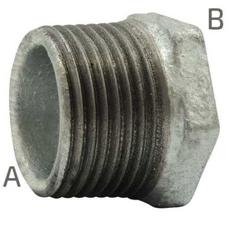 Simple male/female reduction in galvanized maleable cast iron
