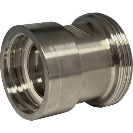 Raccordo in acciaio inox S60x6 con uscita maschio DIN 11851 per IBC 1000L