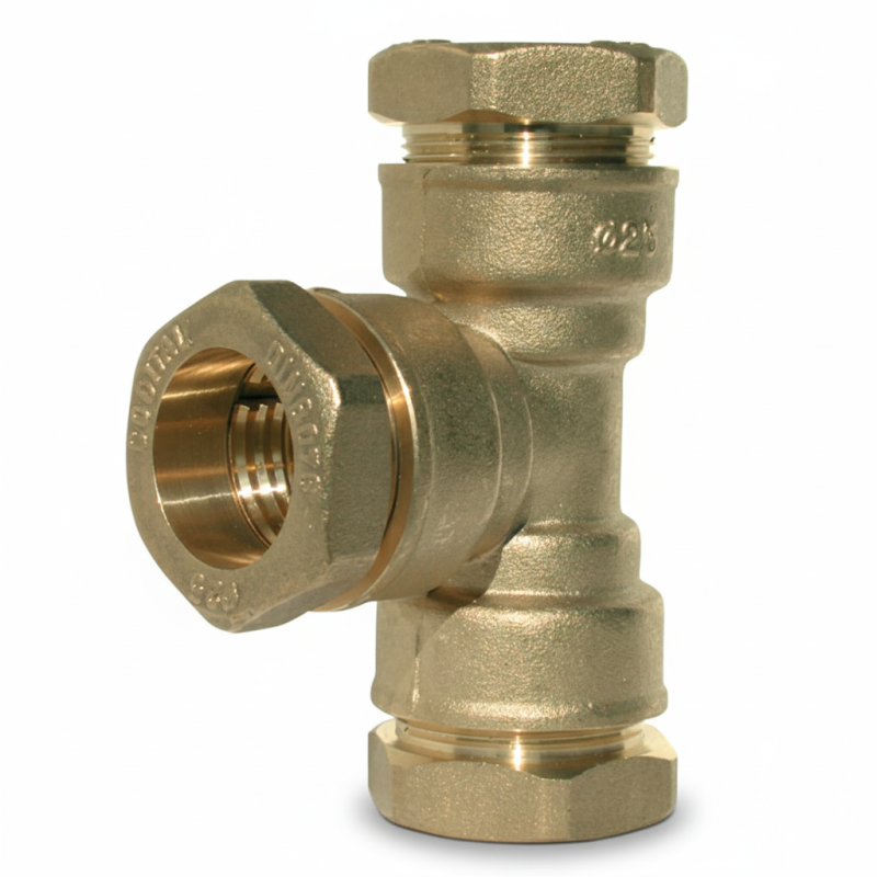 Equal Tee Brass 7000 Series PN 25 | Bypass Compression PE Tube