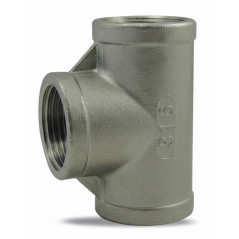 Equal Tee Stainless Steel 316 Female/Female/Female PN20 - BSPT Connection
